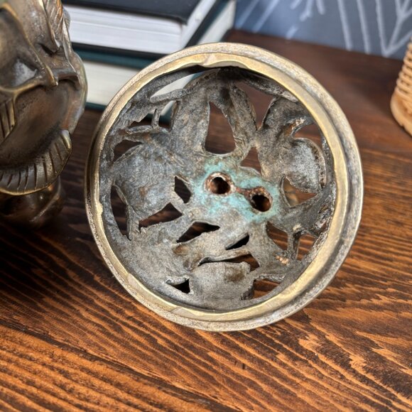 Vintage Chinese Peach Form Incense Burner with Qianlong Mark Tripod Censer - Picture 10 of 17